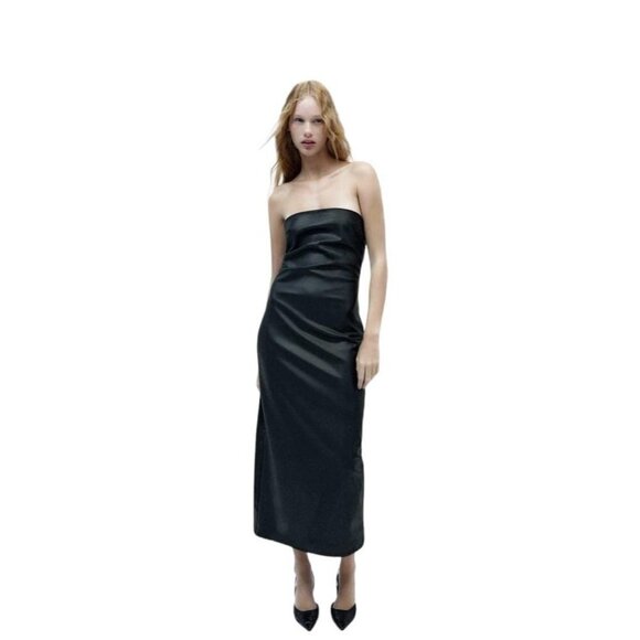 ZARA DRESS MIDI BLACK SIZE L | 3152/318 - Picture 1 of 4